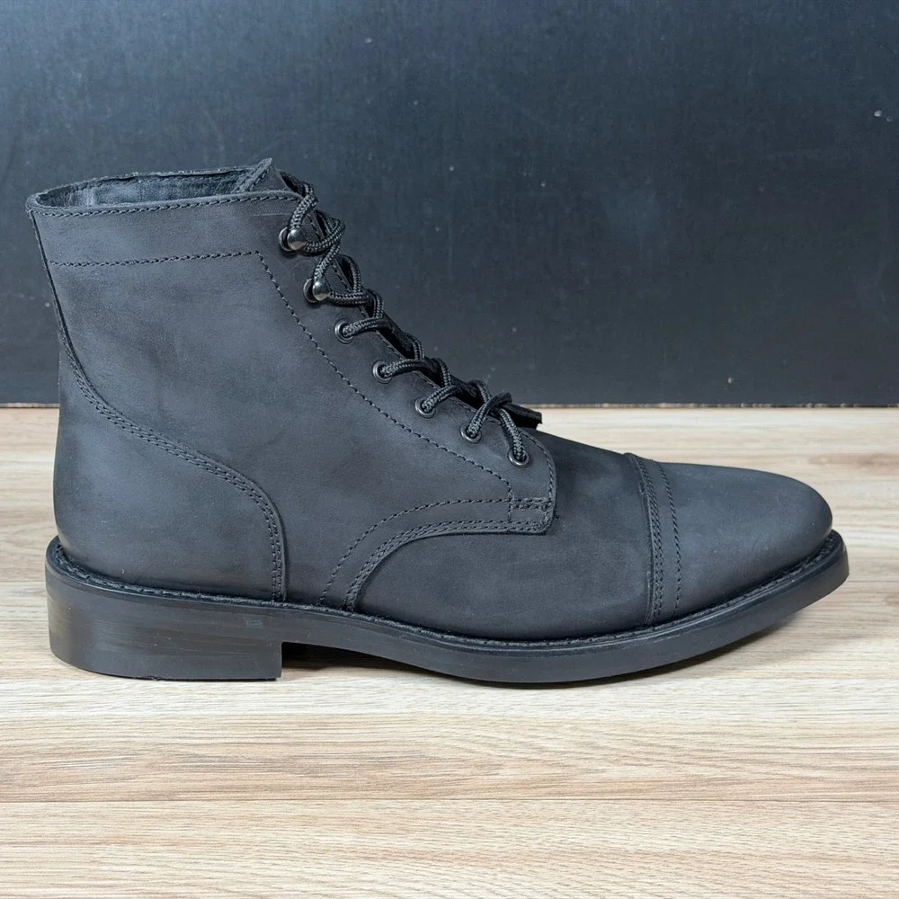 Thursday Boot Co Captain Boots Mens Size 10.5 Black Matte Nubuck Leather Cap Toe